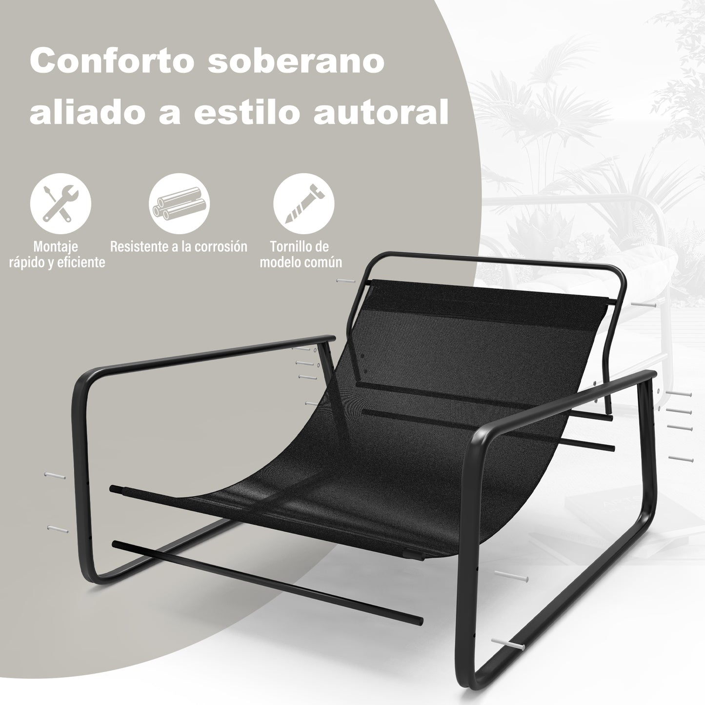 Chaise Longue de Jardín HOMEMIYN Material Acero Naranja