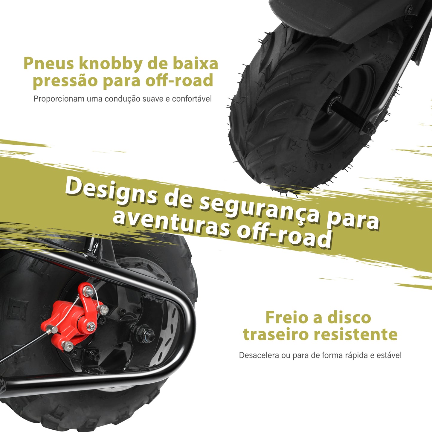 Mota Infantil Off-Road HOMEMIYN 105cc(100x38x66.5 cm - Motor 4-Tempos a Amarelo Automática - Idade 13+)