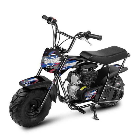 Mini Moto Todo-o-Terreno 105CC para Jovens - 4 Tempos, Transmissão Automática, Arranque por Corda, Acabamento em Azul Escovado - A Partir dos 13 Anos