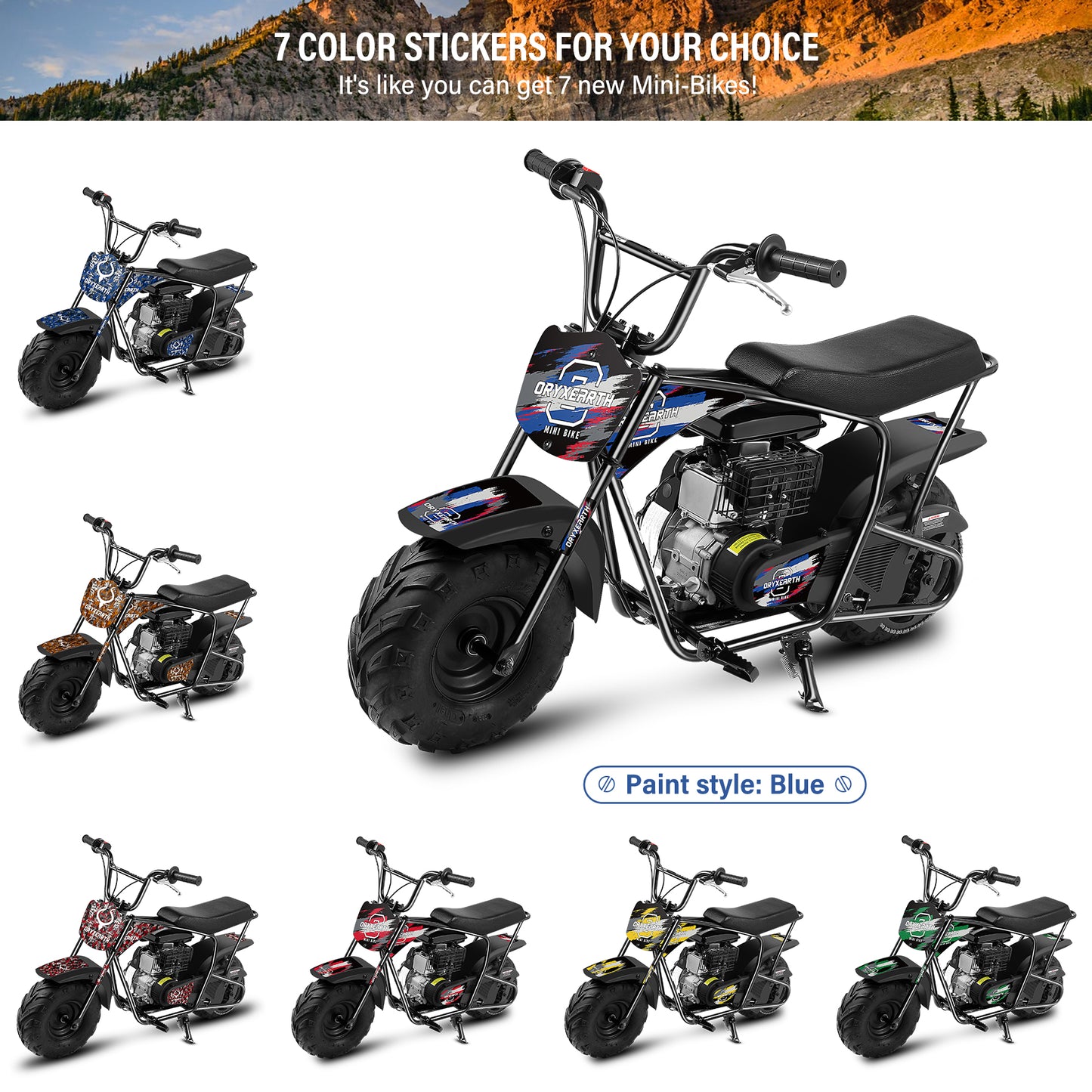 Mini Moto Todo-o-Terreno 105CC para Jovens - 4 Tempos, Transmissão Automática, Arranque por Corda, Acabamento em Azul Escovado - A Partir dos 13 Anos