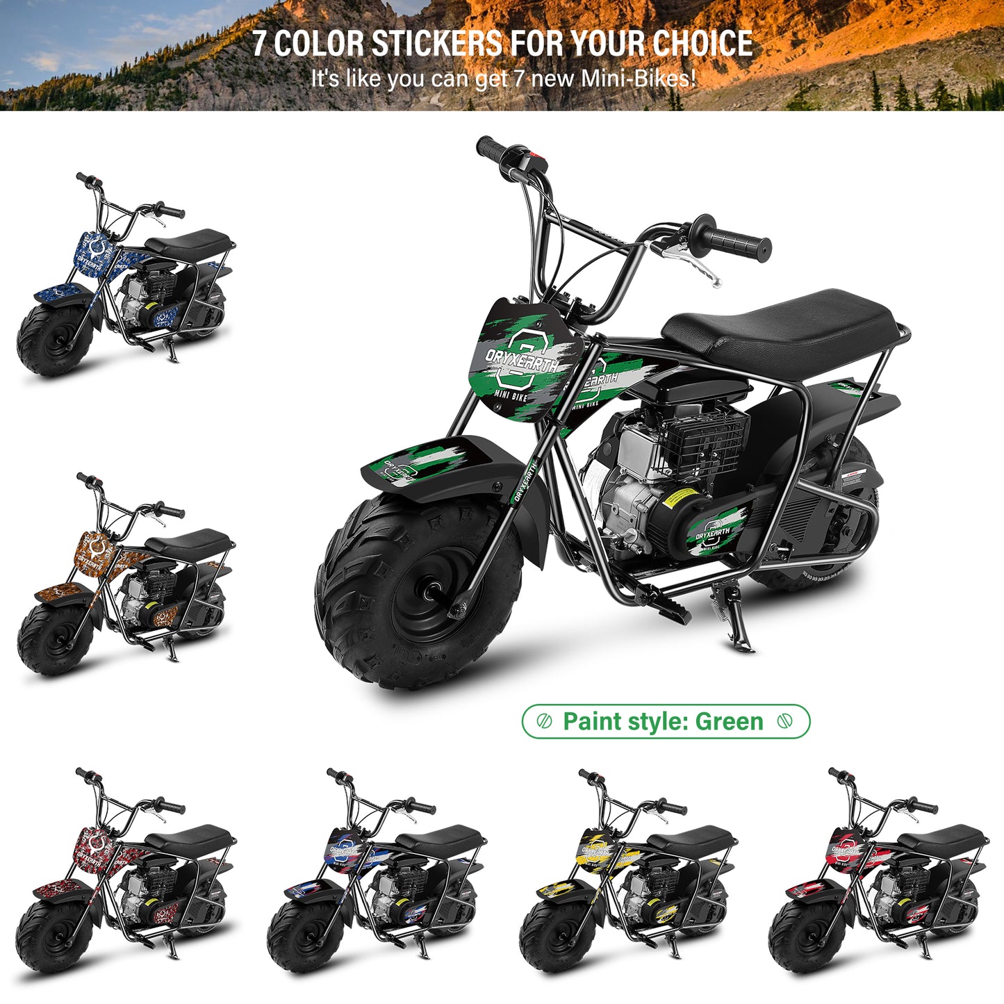 105 ccm Mini-Offroad-Motorrad für Kinder, 4-Takt-Motor mit Automatikgetriebe, Seilzugstarter, gebürstete grüne Lackierung, Geeignet für Kinder ab 13 Jahren