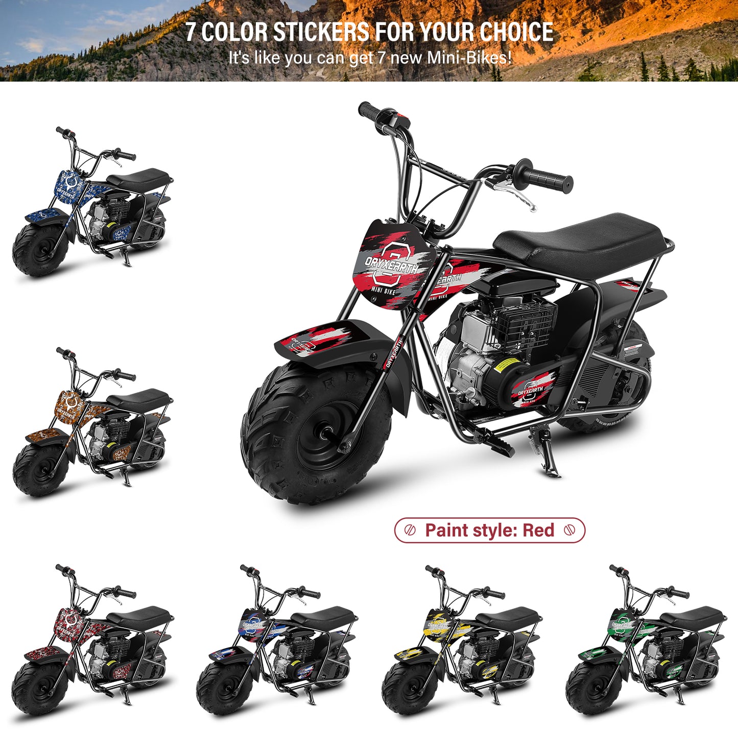 Mini Moto Todo-o-Terreno 105CC para Jovens - 4 Tempos, Transmissão Automática, Arranque por Corda, Acabamento em Vermelho Escovado - A Partir dos 13 Anos