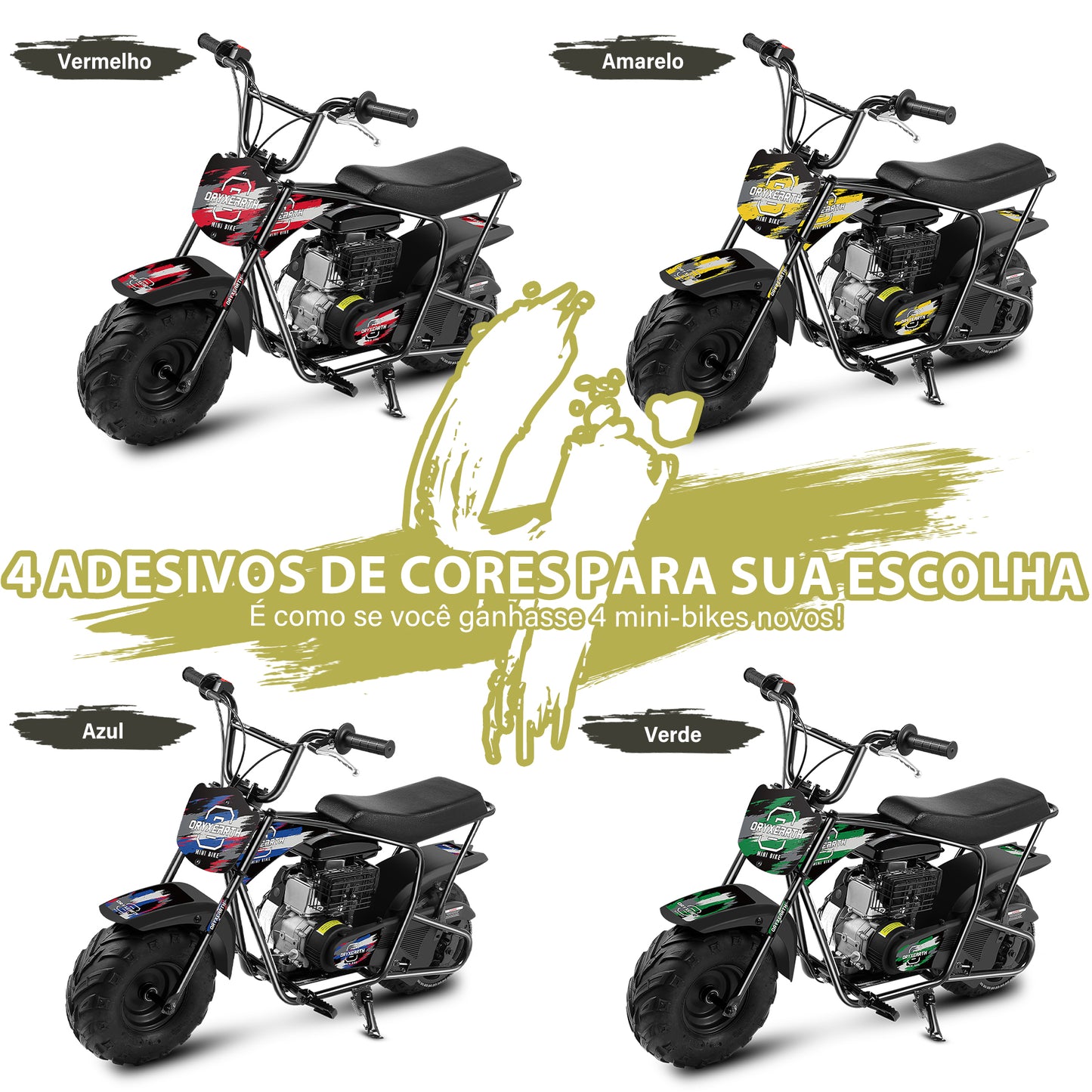 Mota Infantil Off-Road HOMEMIYN 105cc(100x38x66.5 cm - Motor 4-Tempos a Amarelo Automática - Idade 13+)