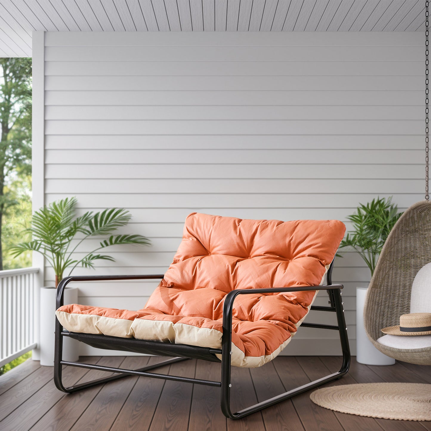 Espreguiçadeira de Jardim HOMEMIYN (118,5 x 92 x 72,5 cm - Material Aço - Cor Laranja)