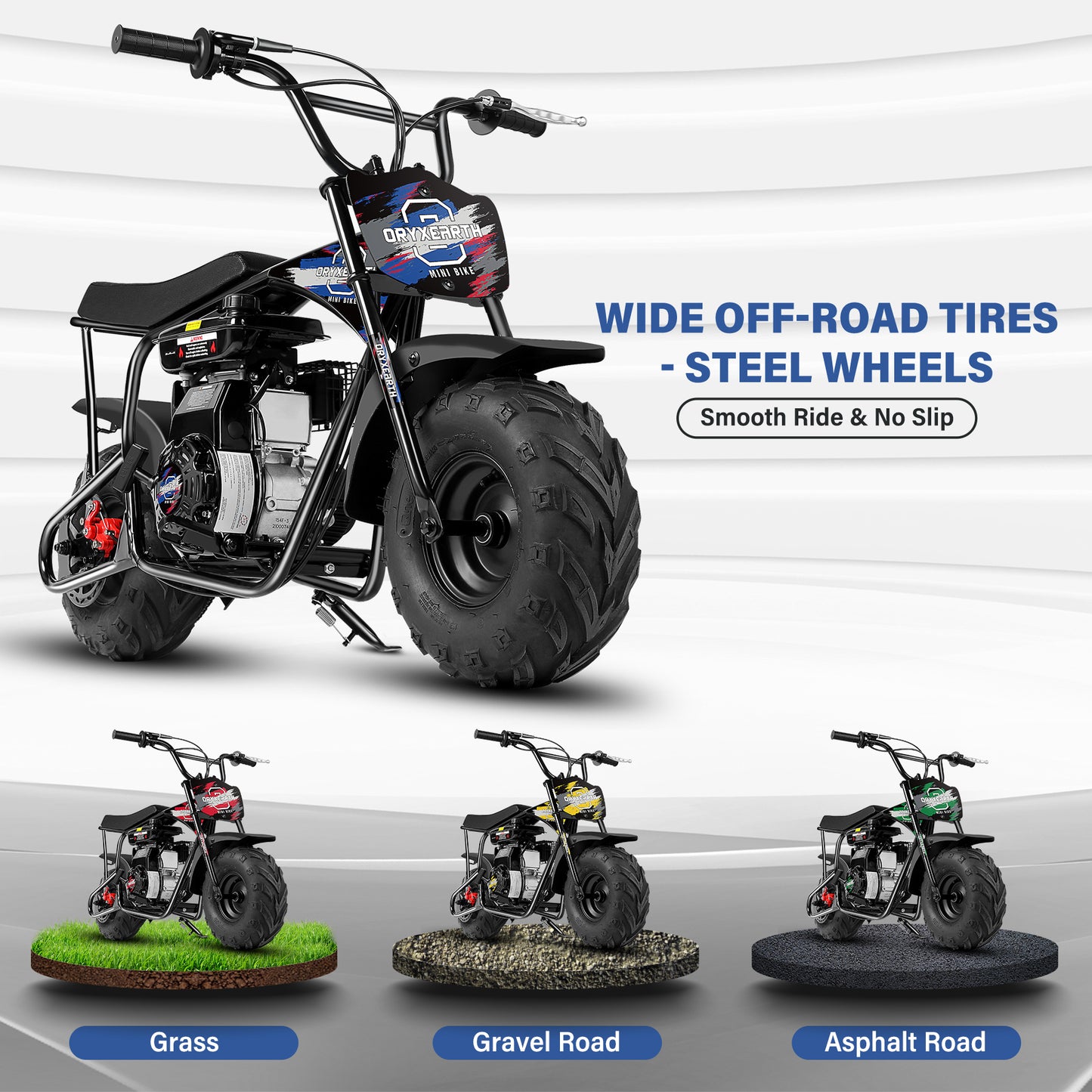 Mini Moto Todo-o-Terreno 105CC para Jovens - 4 Tempos, Transmissão Automática, Arranque por Corda, Acabamento em Azul Escovado - A Partir dos 13 Anos