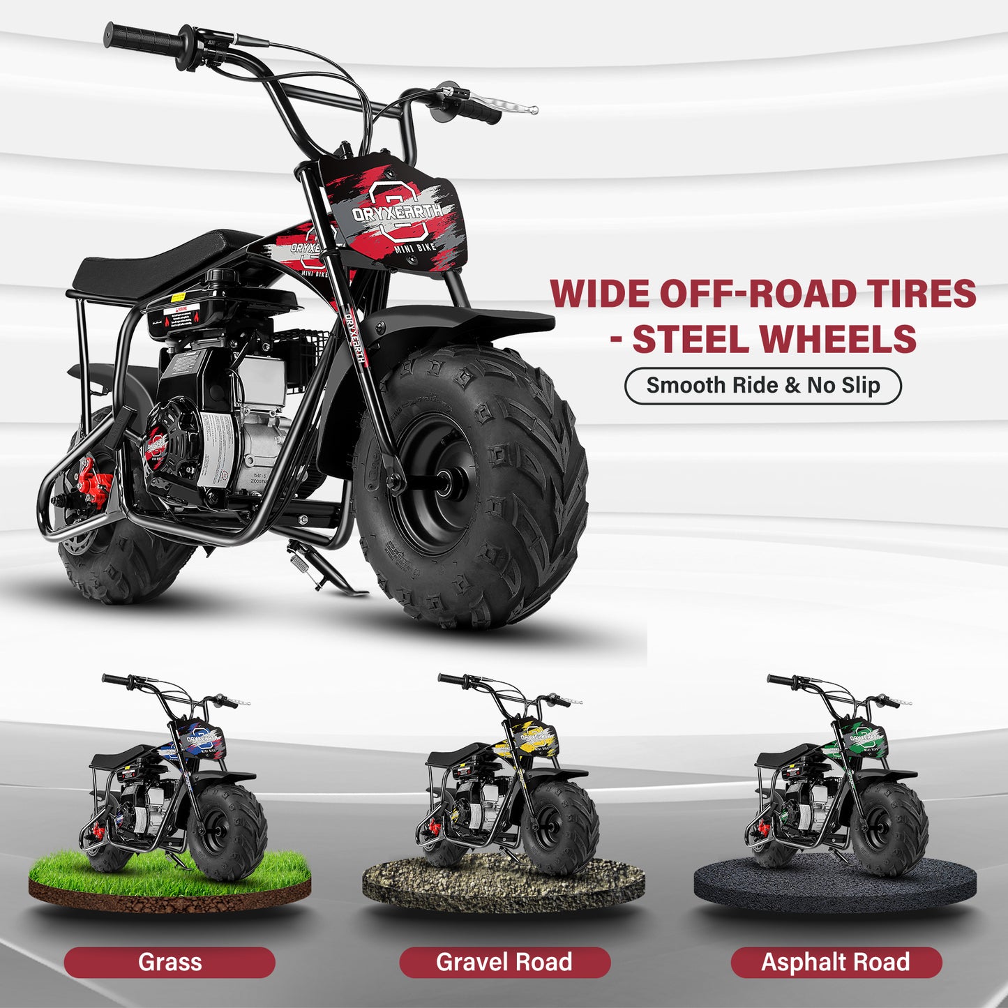 Mini Moto Todo-o-Terreno 105CC para Jovens - 4 Tempos, Transmissão Automática, Arranque por Corda, Acabamento em Vermelho Escovado - A Partir dos 13 Anos