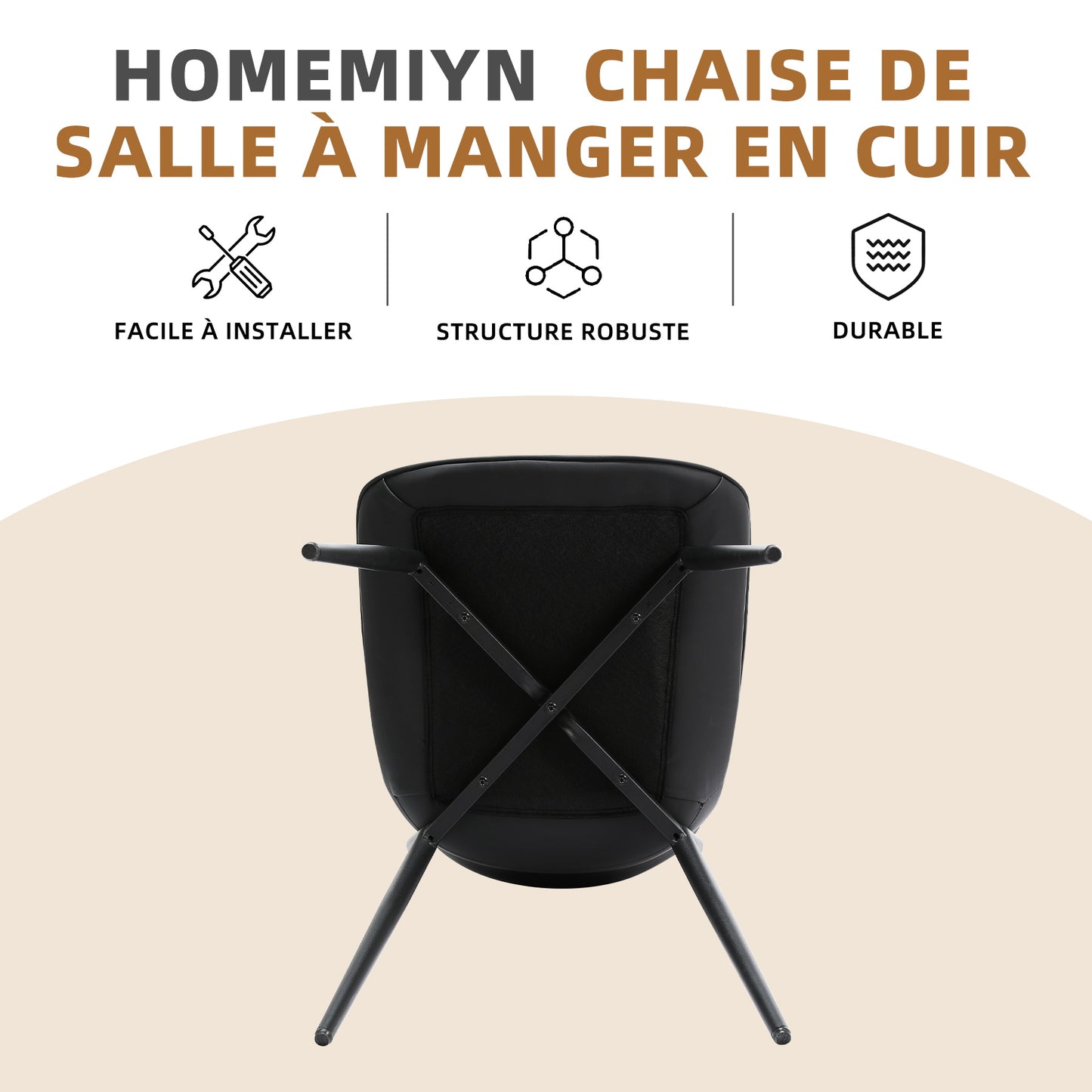 Ensemble de 2 Chaises HOMEMiYN en Simili Cuir Noir Élégant – Confort Premium et Résistance Assurée