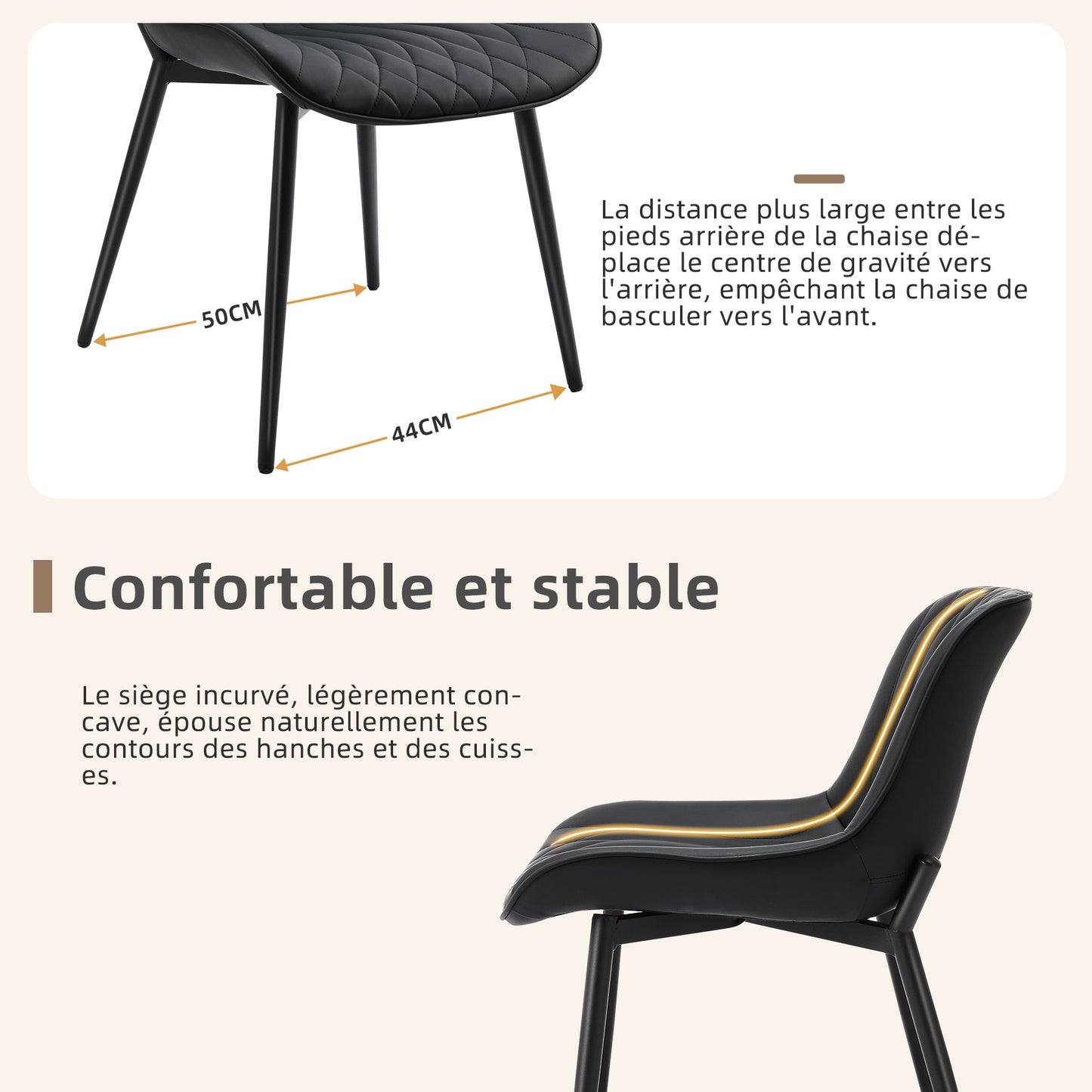 Ensemble de 2 Chaises HOMEMiYN en Simili Cuir Noir Élégant – Confort Premium et Résistance Assurée