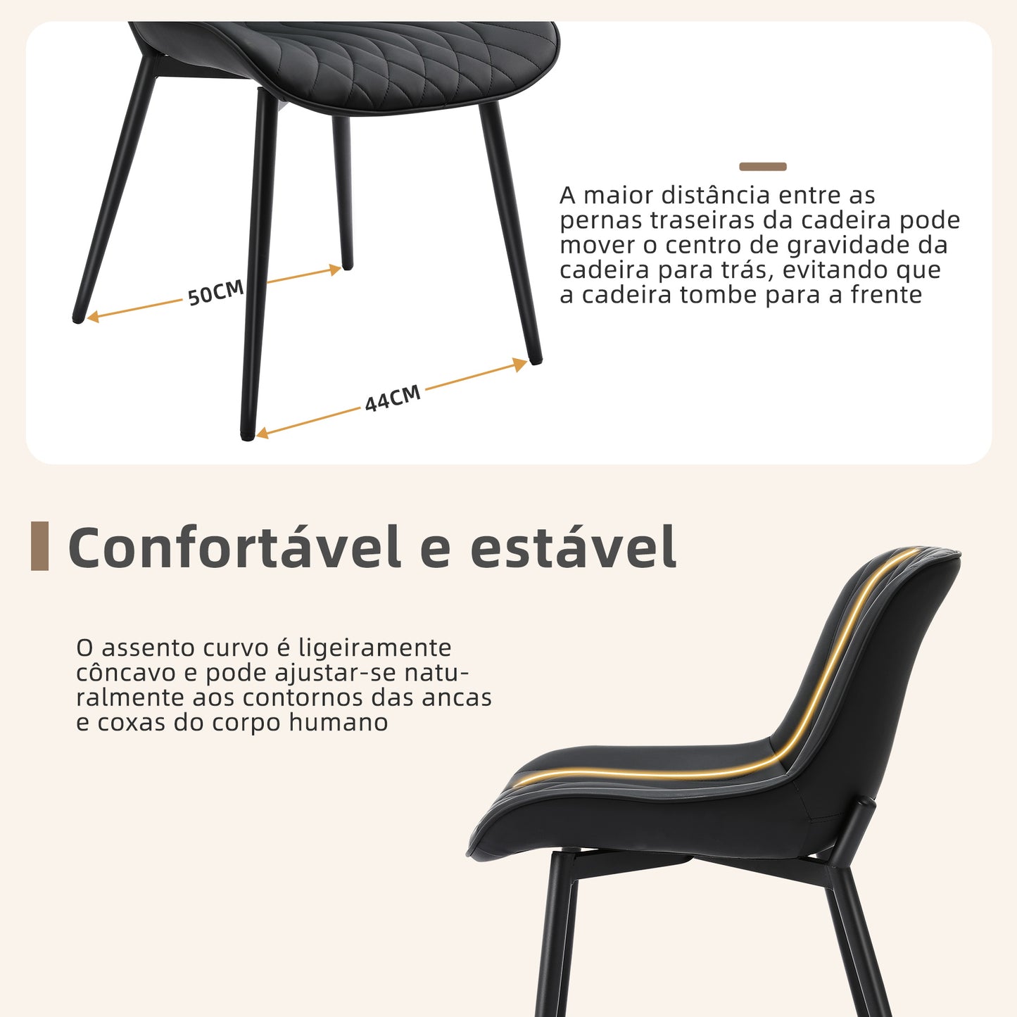 Conjunto de 2 Sillas de Comedor HOMEMiYN en Cuero Negro Elegante - Confort Premium y Resistencia Garantizada