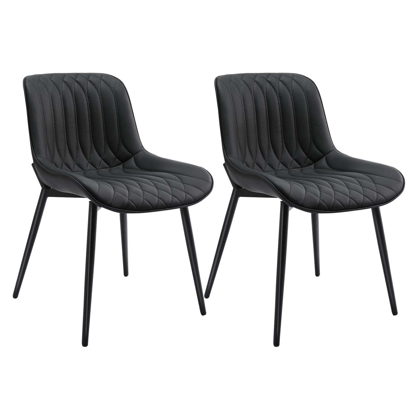 Conjunto de 2 Sillas de Comedor HOMEMiYN en Cuero Negro Elegante - Confort Premium y Resistencia Garantizada