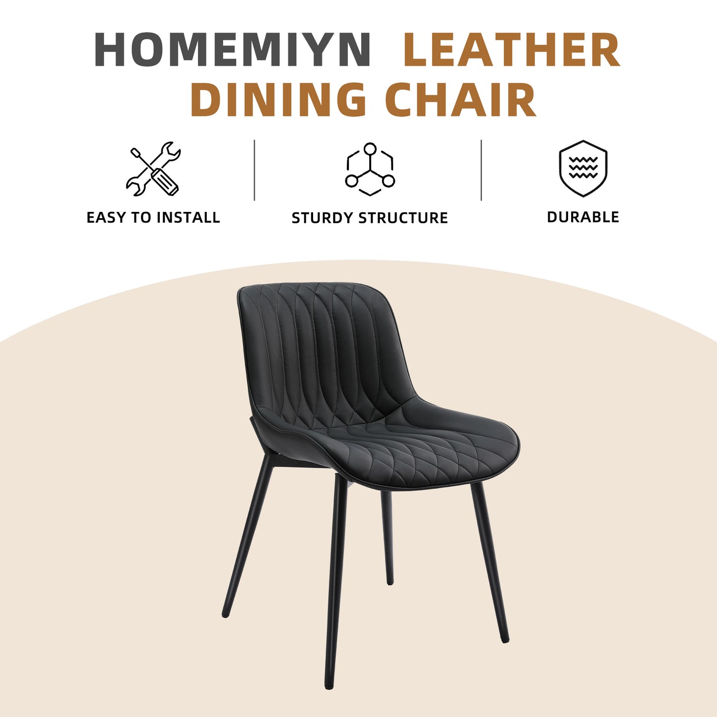 Lote van 2 Stoelen HOMEMiYN - Design in Weerstand Simili Leer - Moderne Elegantie en Robuustheid in Zwart