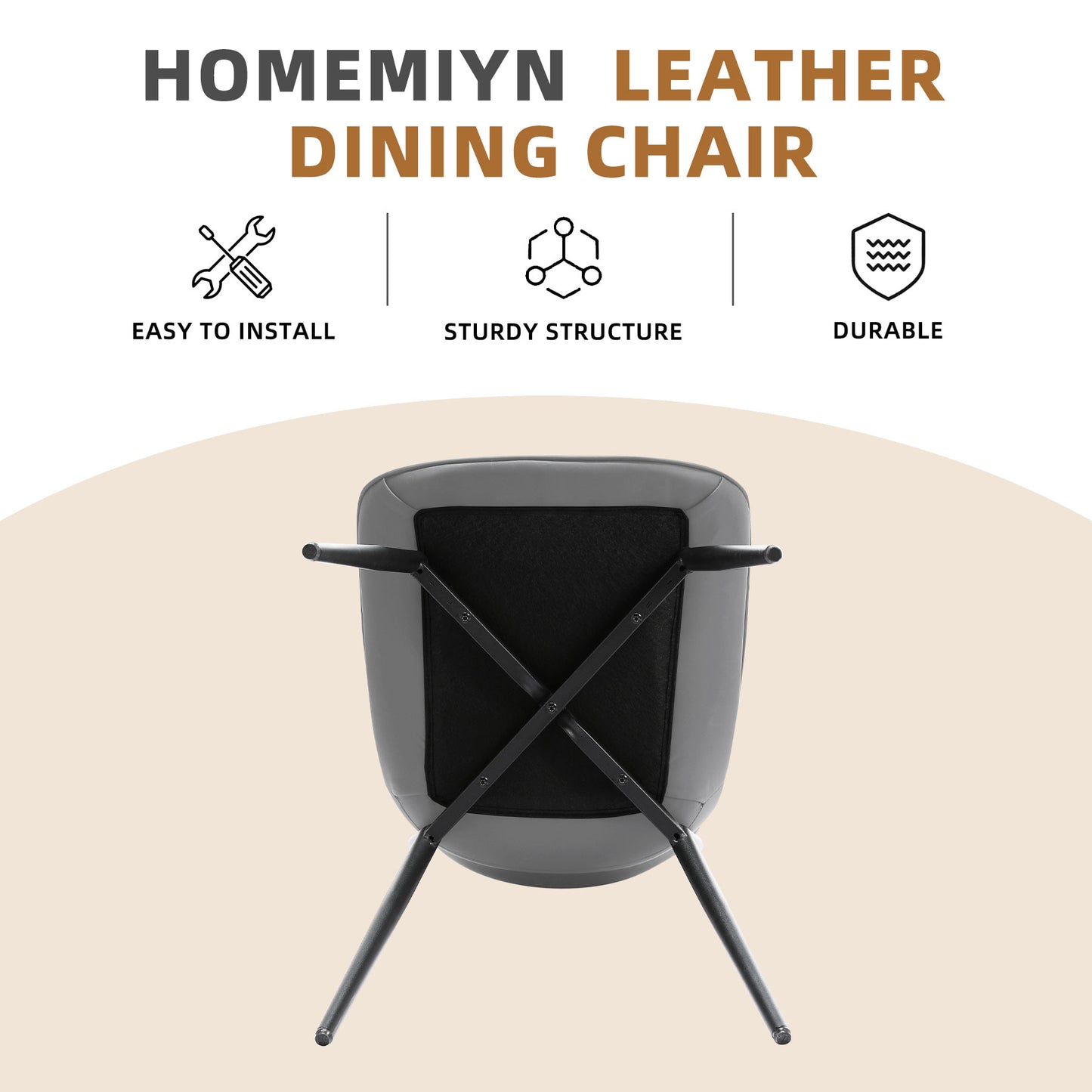 Lot van 2 HOMEMiYN Eetkamerstoelen in Grijs Simili Leer – Krasbestendig, Premium Comfort en Duurzame Stevigheid
