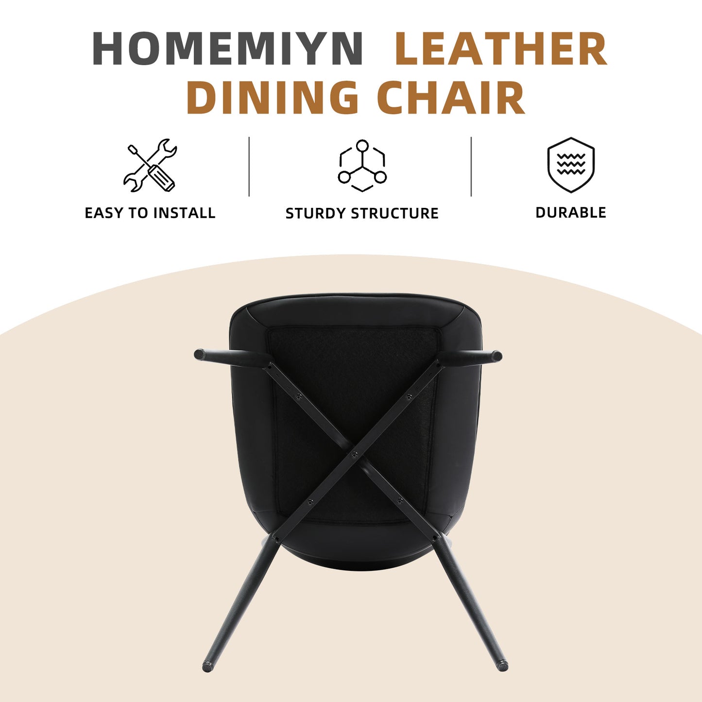 Lote van 2 Stoelen HOMEMiYN - Design in Weerstand Simili Leer - Moderne Elegantie en Robuustheid in Zwart