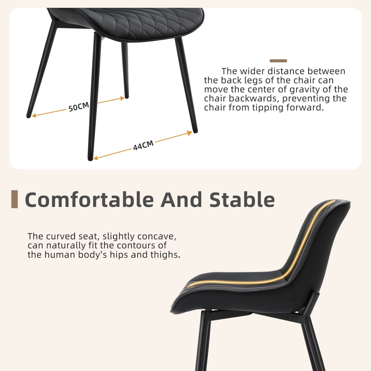 Lote van 2 Stoelen HOMEMiYN - Design in Weerstand Simili Leer - Moderne Elegantie en Robuustheid in Zwart