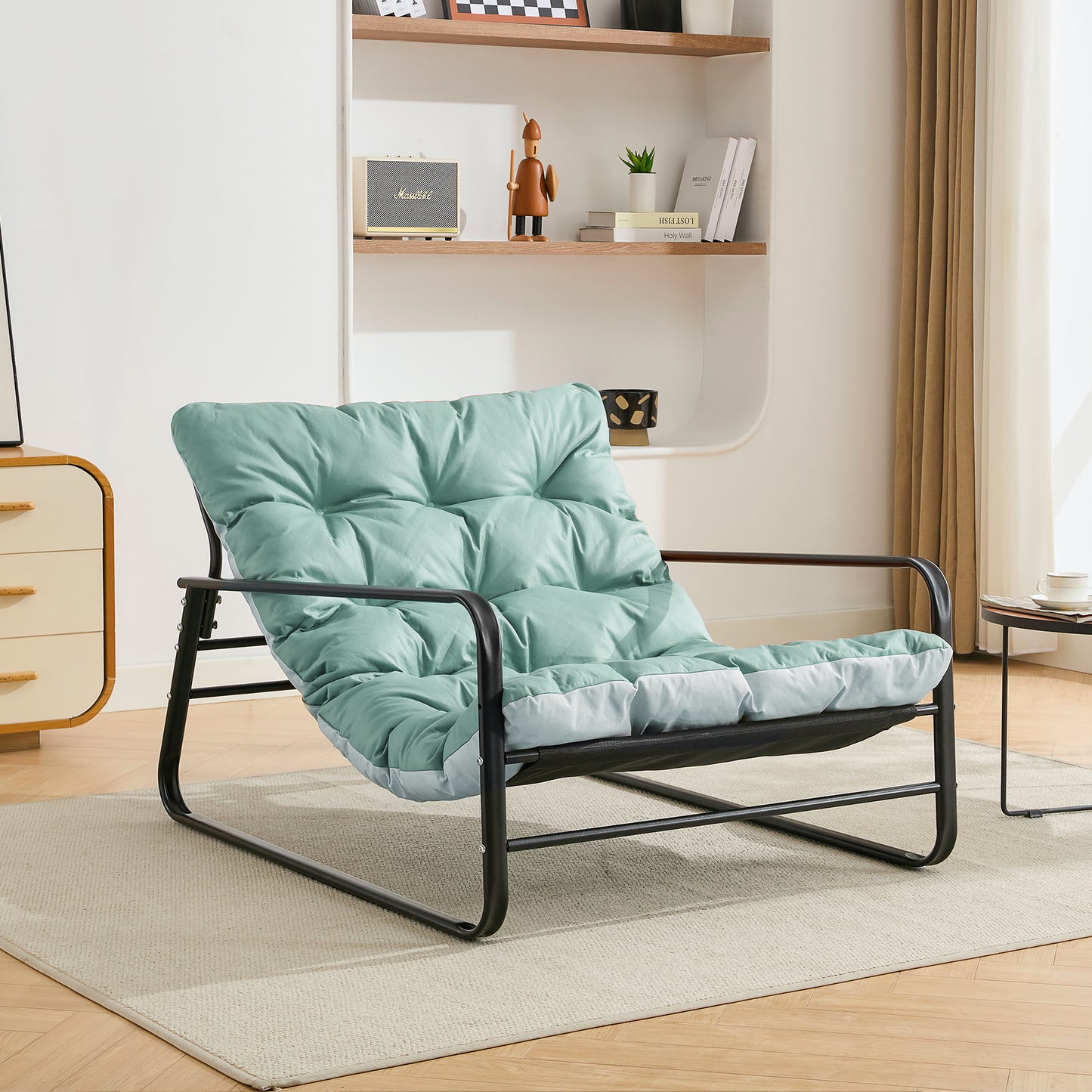 Cadeira de jardim HOMEMIYN (118,5 x 92 x 72,5 cm - aço - verde)