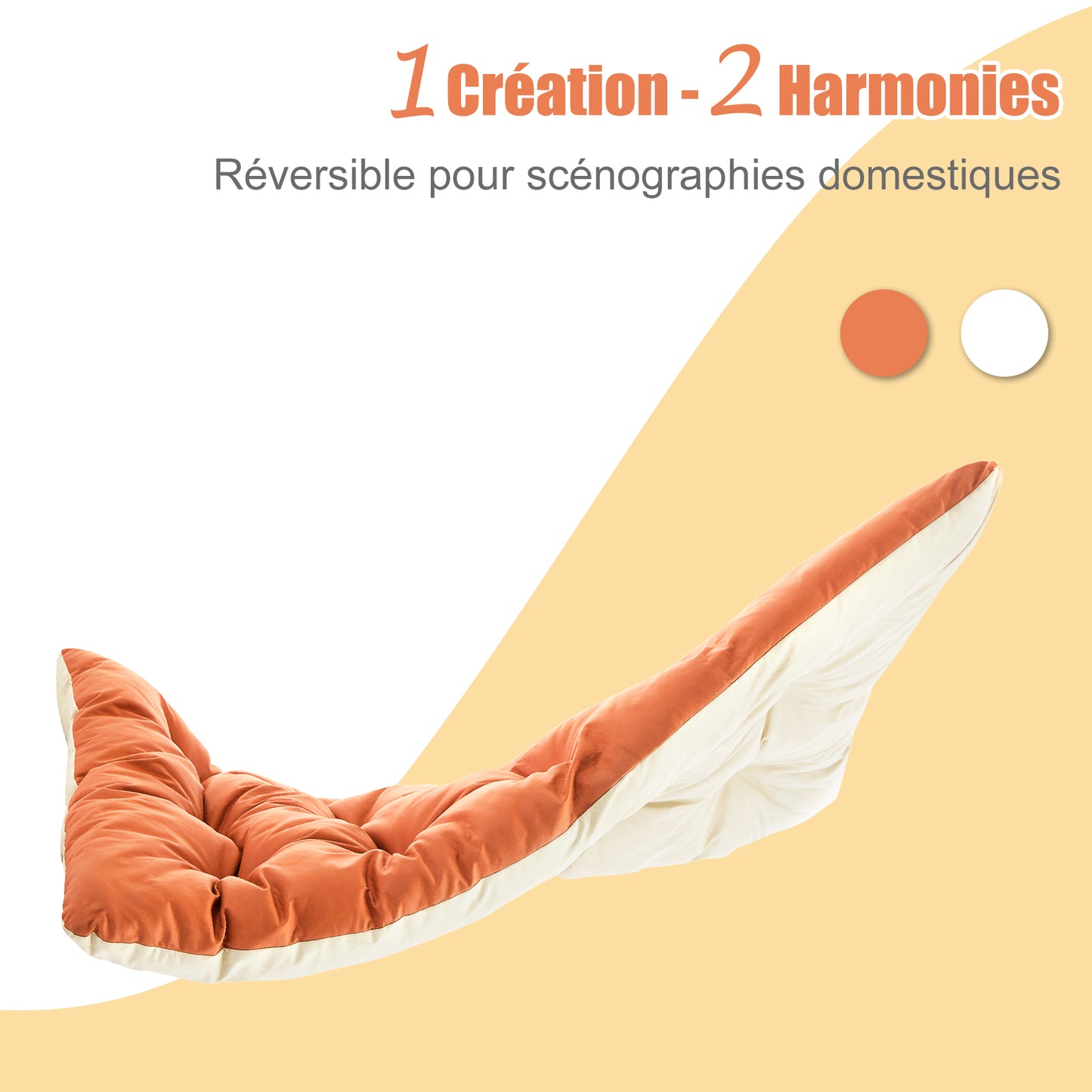Fauteuil Salon Chaise Longue de Jardin avec Coussin Réversible Chaise rembourrée en Acier Chaise Longue de Loisirs Orange