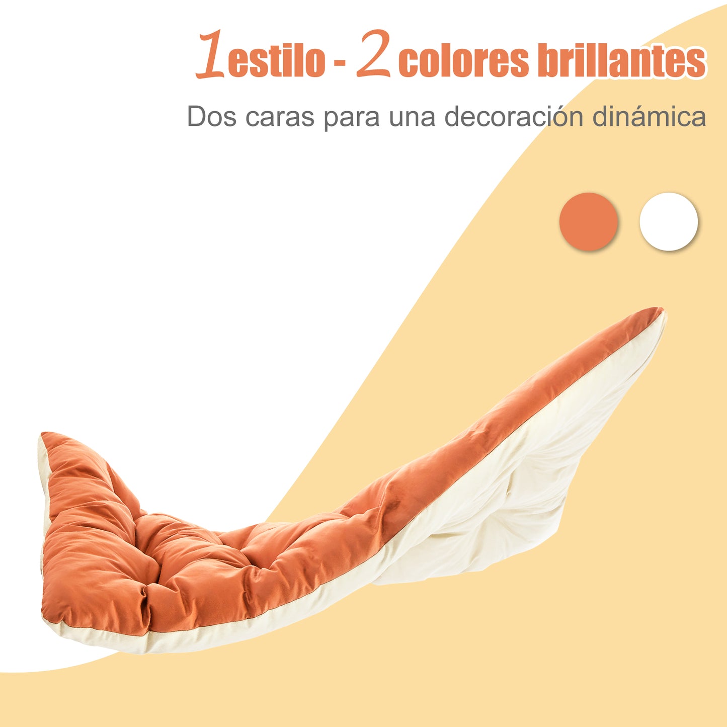 Sillones de salón, relax, tumbona jardín, hamaca balcón acero, 2 plazas, exterior, mueble terraza (Naranja+Beige)