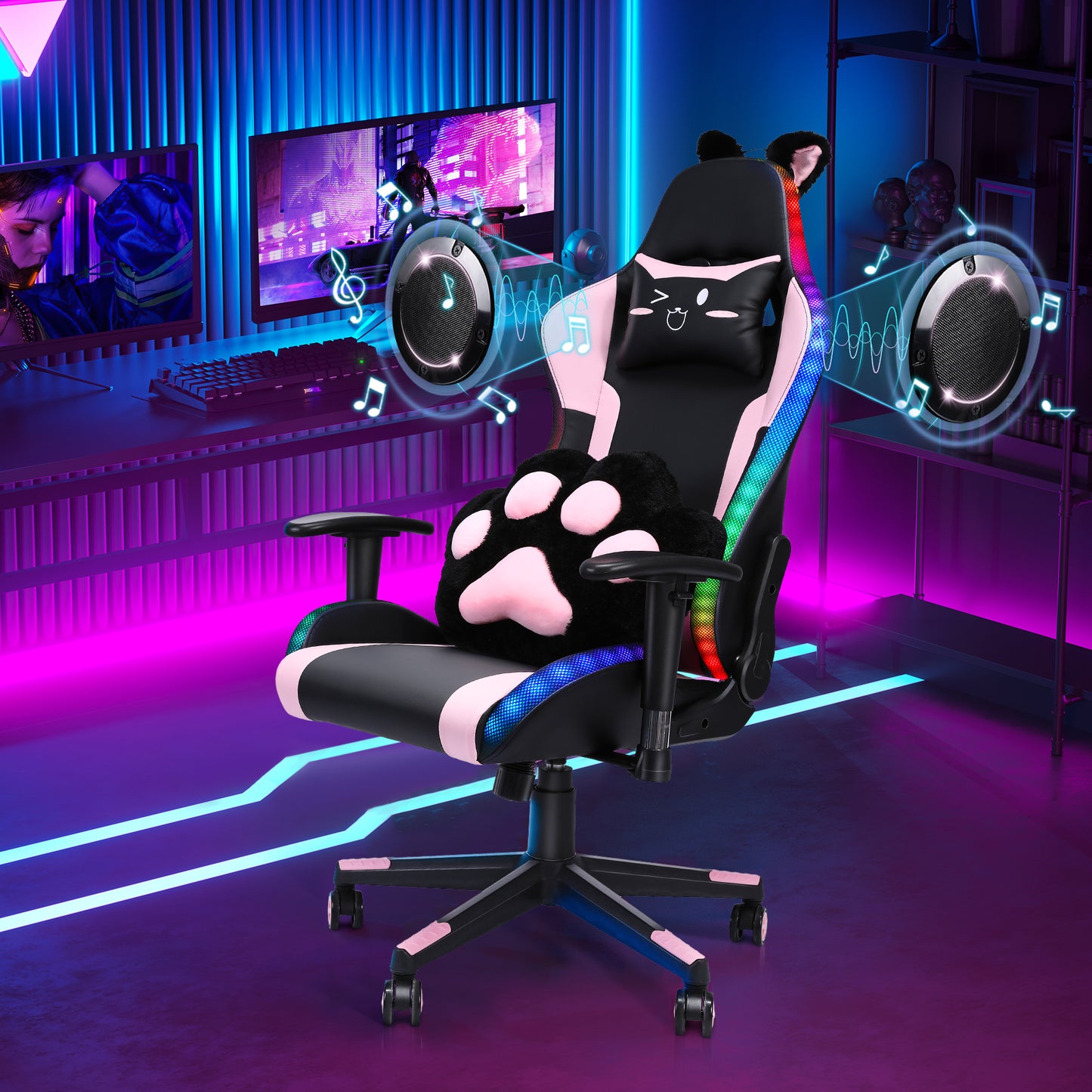 Gaming Stuhl LED Lautsprechern Gilmtter