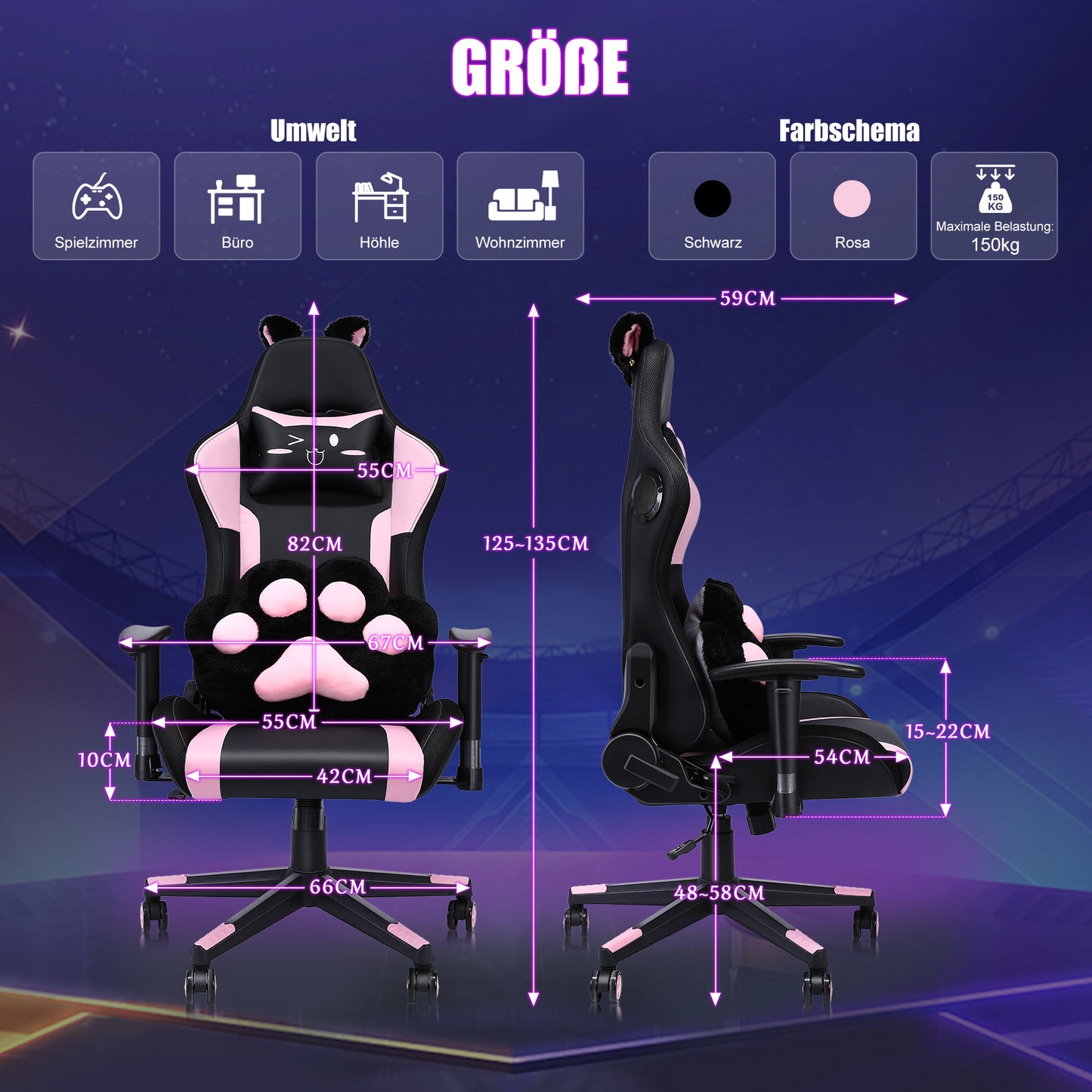 Gaming Stuhl LED Lautsprechern Gilmtter