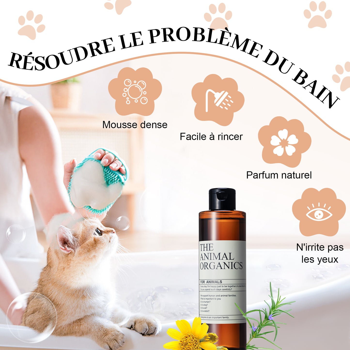 Shampoing chien 250ml,Extrait naturel,Shampoing chien anti odeur Peau sensible,Shampoing Sans additifs,Shampoing Hydratant