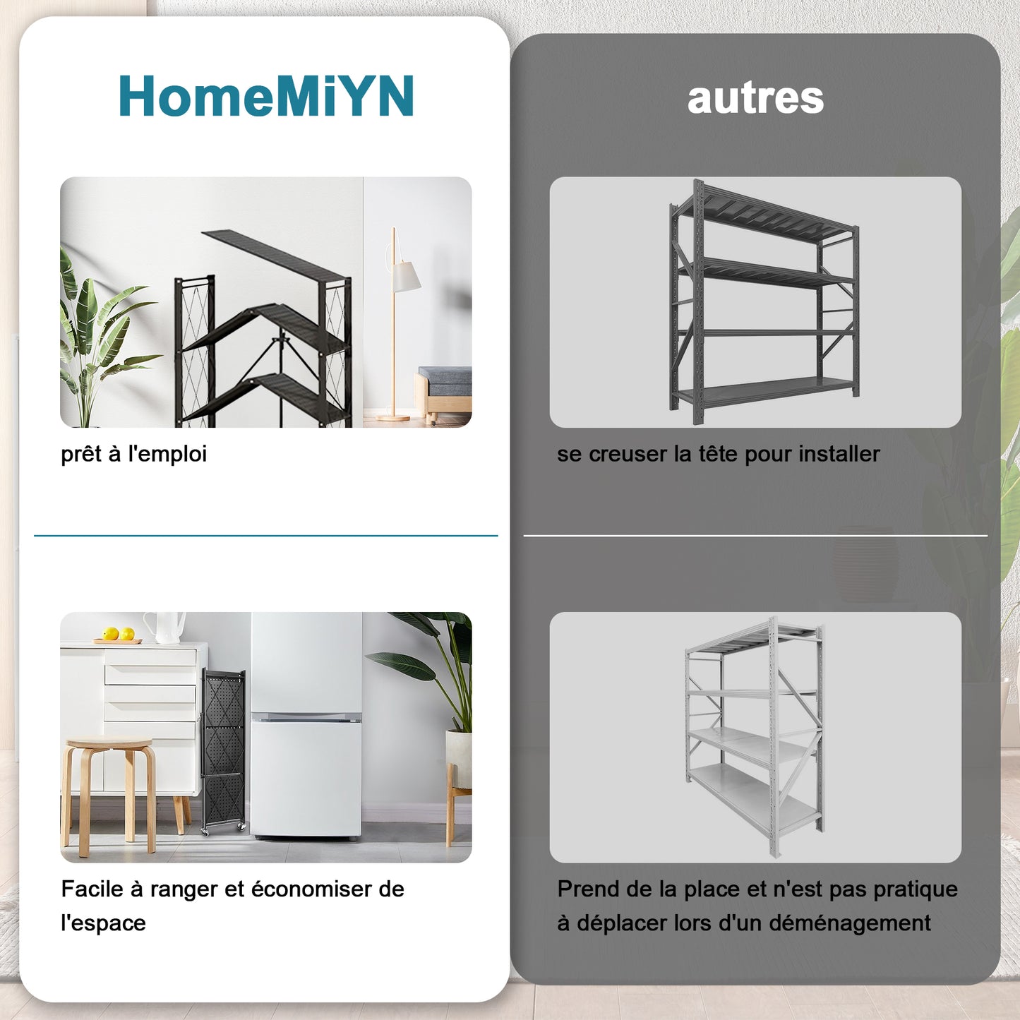 HomeMiYN 3-4 lagen opvouwbare opbergplank, multifunctionele opbergplank, rolplank, 71*34*121,40 cm, zwart