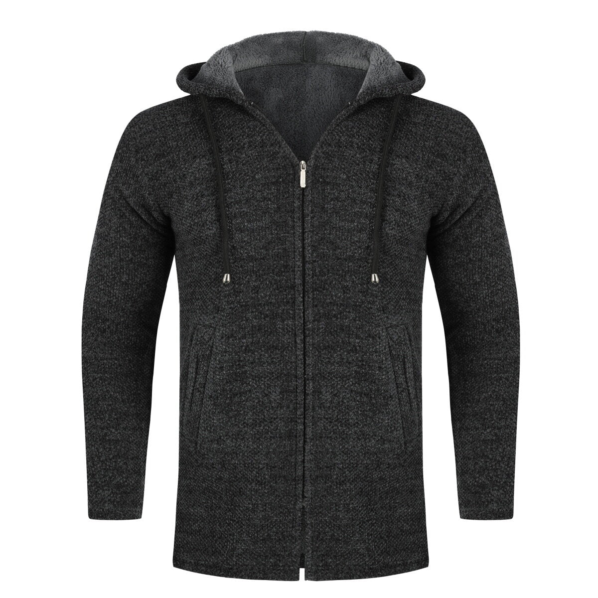 YOUTHUP Mens Hooded Plush Long Cardigan