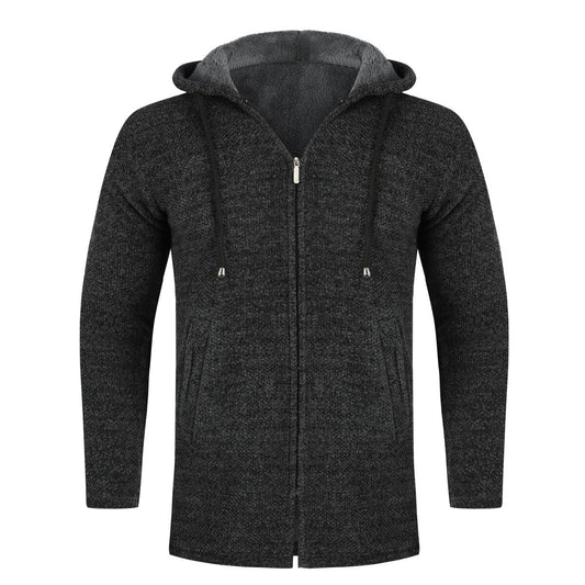 YOUTHUP Mens Hooded Plush Long Cardigan