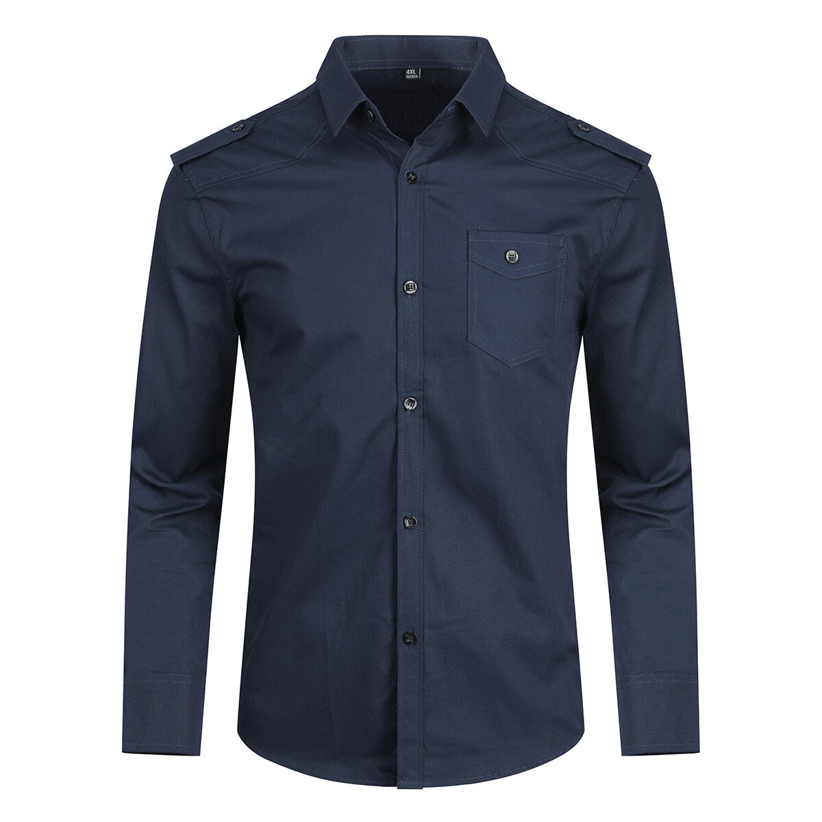 YFFUSHI Mens Casual Shirt Cotton Long Sleeve Military Slim Fit Top with Epaulette