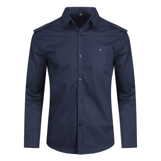 YFFUSHI Mens Casual Shirt Cotton Long Sleeve Military Slim Fit Top with Epaulette