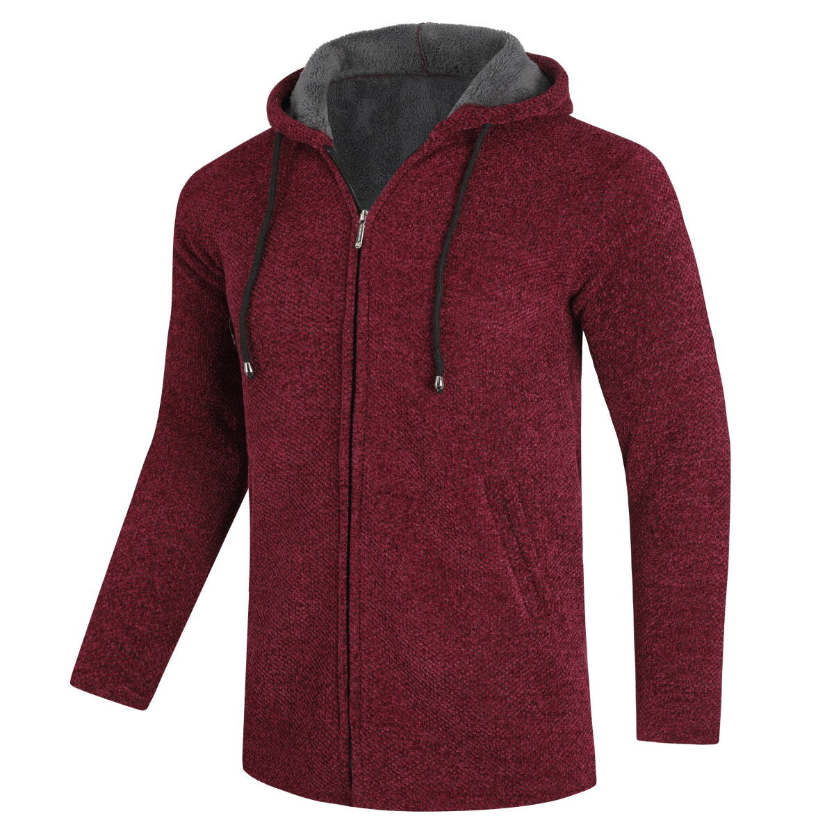 YOUTHUP Mens Hooded Plush Long Cardigan