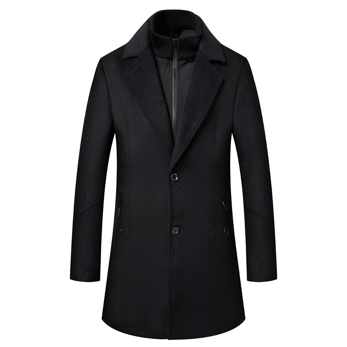 YFFUSHI Mens Thick Long Coat Double Collar Windproof Warm Casual Coat