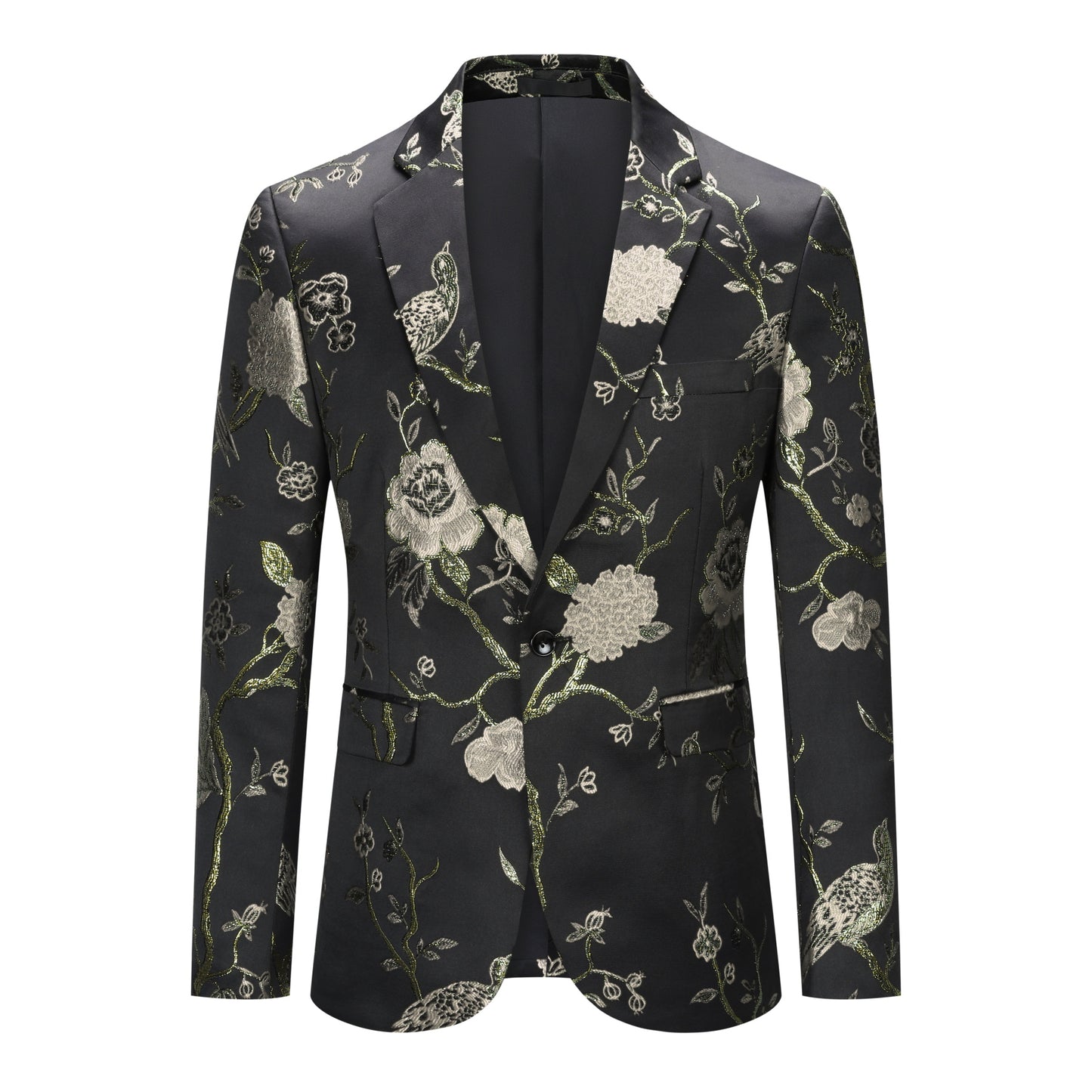 Cloudstyle Men's Embroidery Tux Dress Suit Jacket Formal Print Prom Blazer Dinner Sport Black Coat