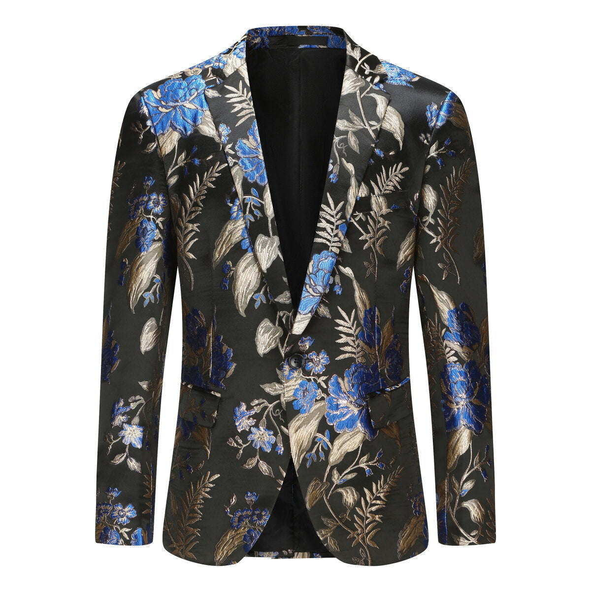 YFFUSHI Mens Floral Embroidery Blazer Fitted 1 Button Banquet Formal Dress Jacket