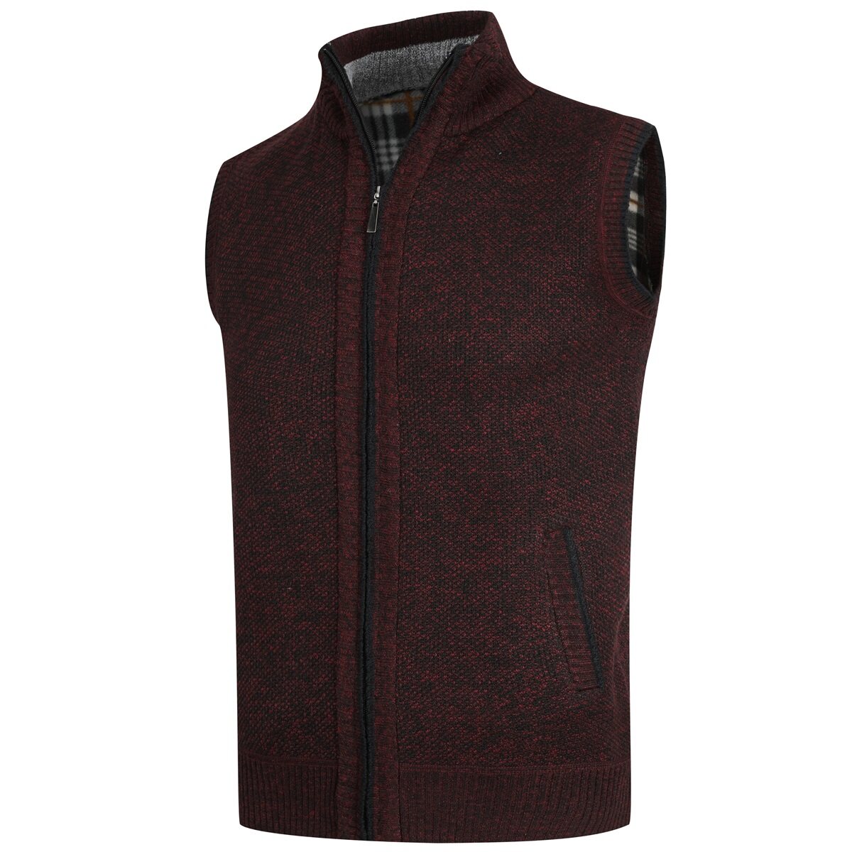 YOUTHUP Mens Knitted Gilet Fleece Lining Quilted Cardigan