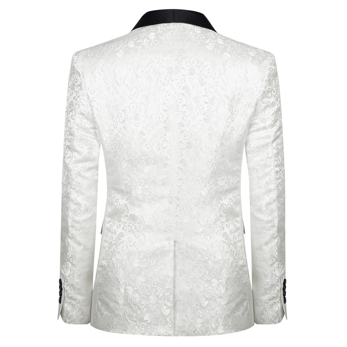 Cloudstyle Mens Floral Jacquard Dress Suit Jacket one Button Print Tux Blazer Sport White Coat