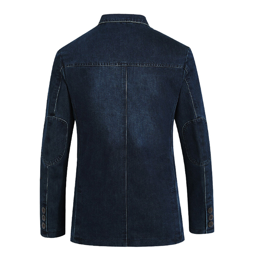 YOUTHUP Mens Suits Jackets Denim Slim Fit Blazer