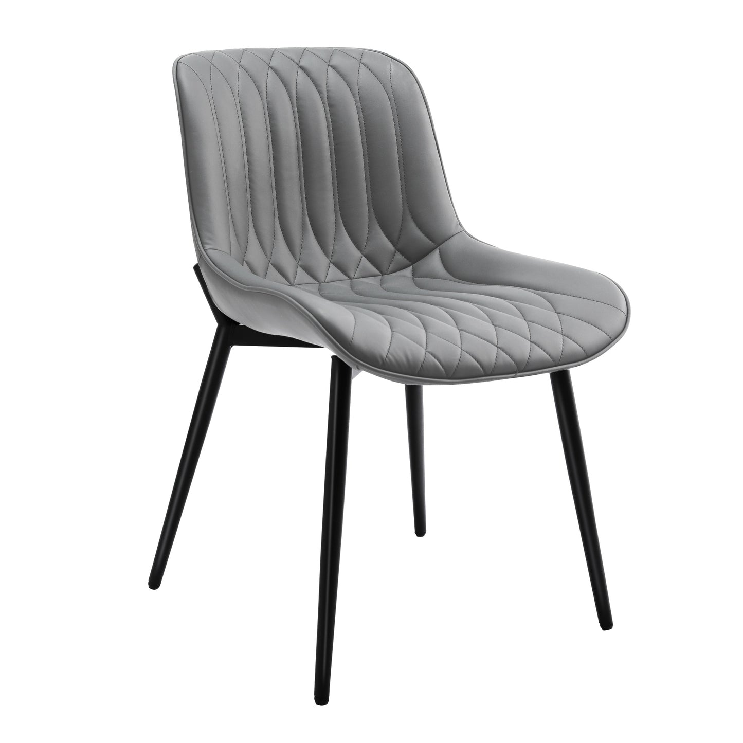 Cadeira de Jantar em Pele de Gato com Friso Vertical*2 HOMEMIYN (54x53x96 cm -cinzento )