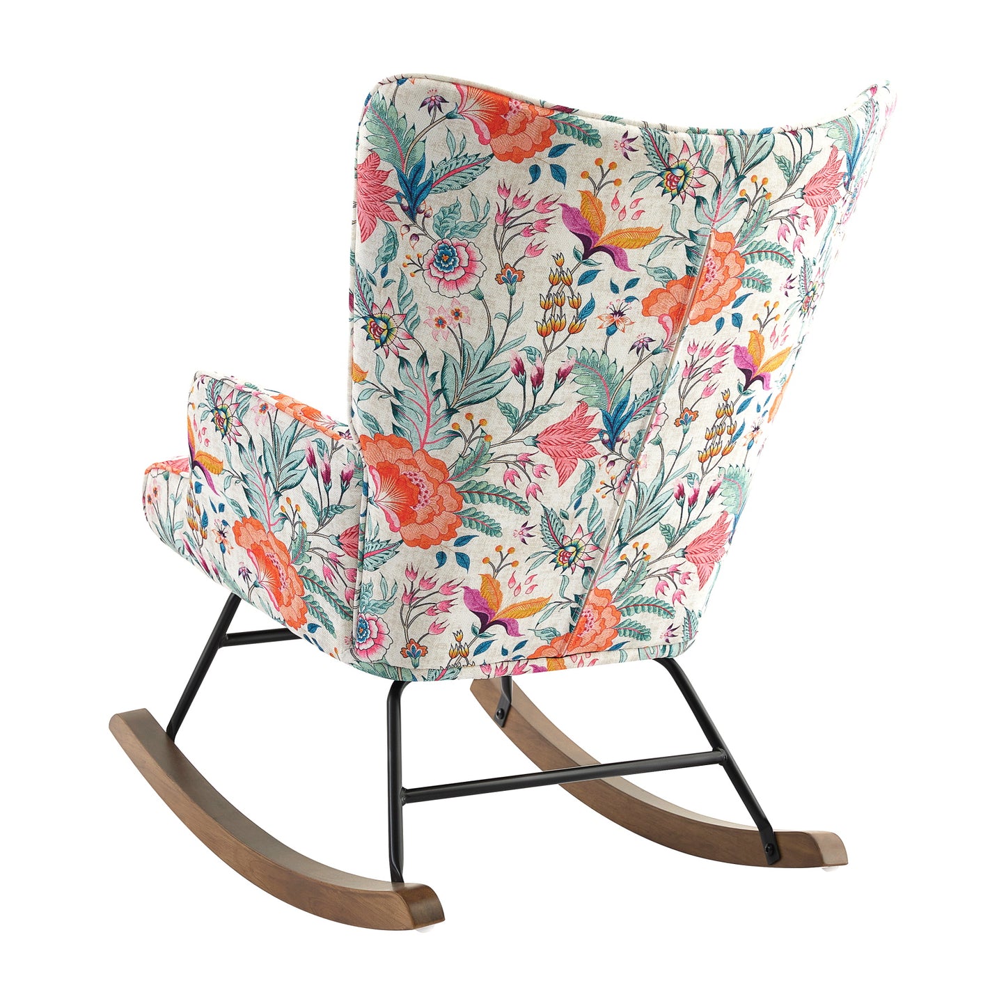 Cadeira de Balanço HomeMiYN com Banco Acompanhante (87x66x90cm - Metal/Madeira - MULTICOLOR)