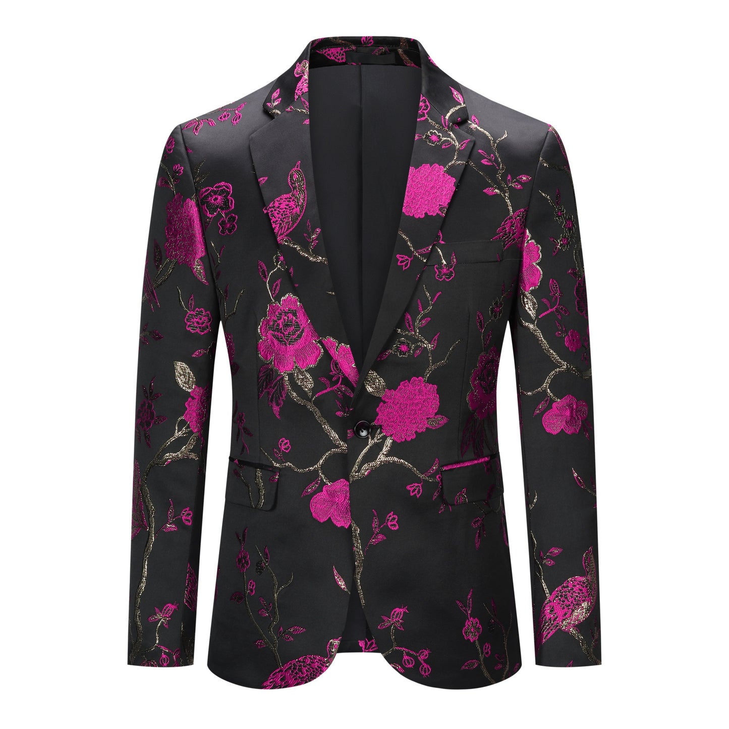Cloudstyle Men's Embroidery Tux Dress Suit Jacket Formal Print Prom Blazer Dinner Sport Black Coat