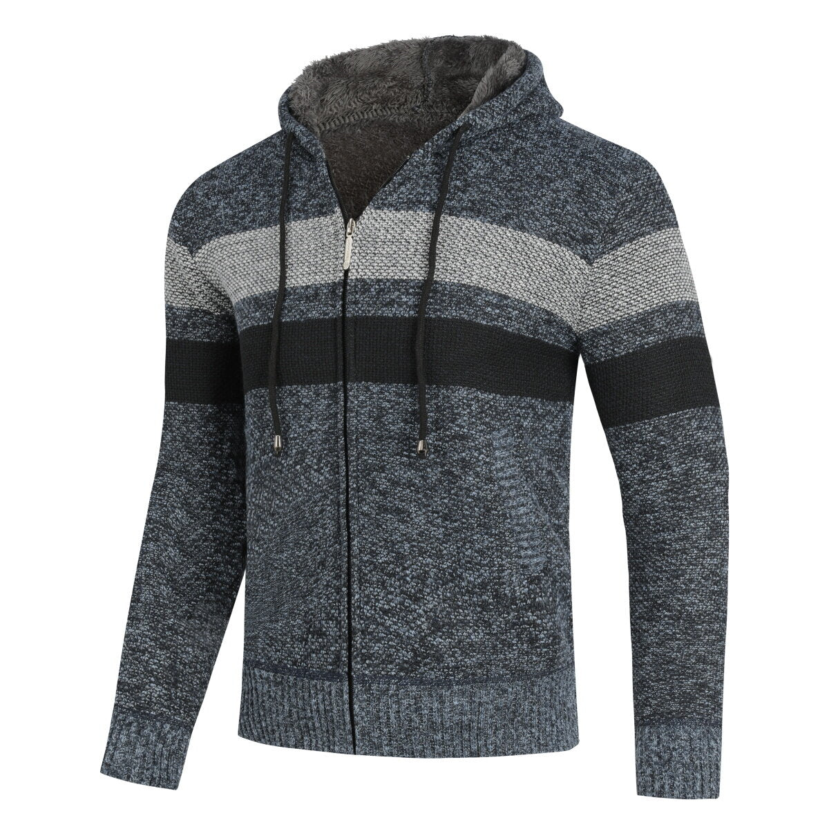 YFFUSHI Mens Knitted Sweater Hooded Zip Cardigan