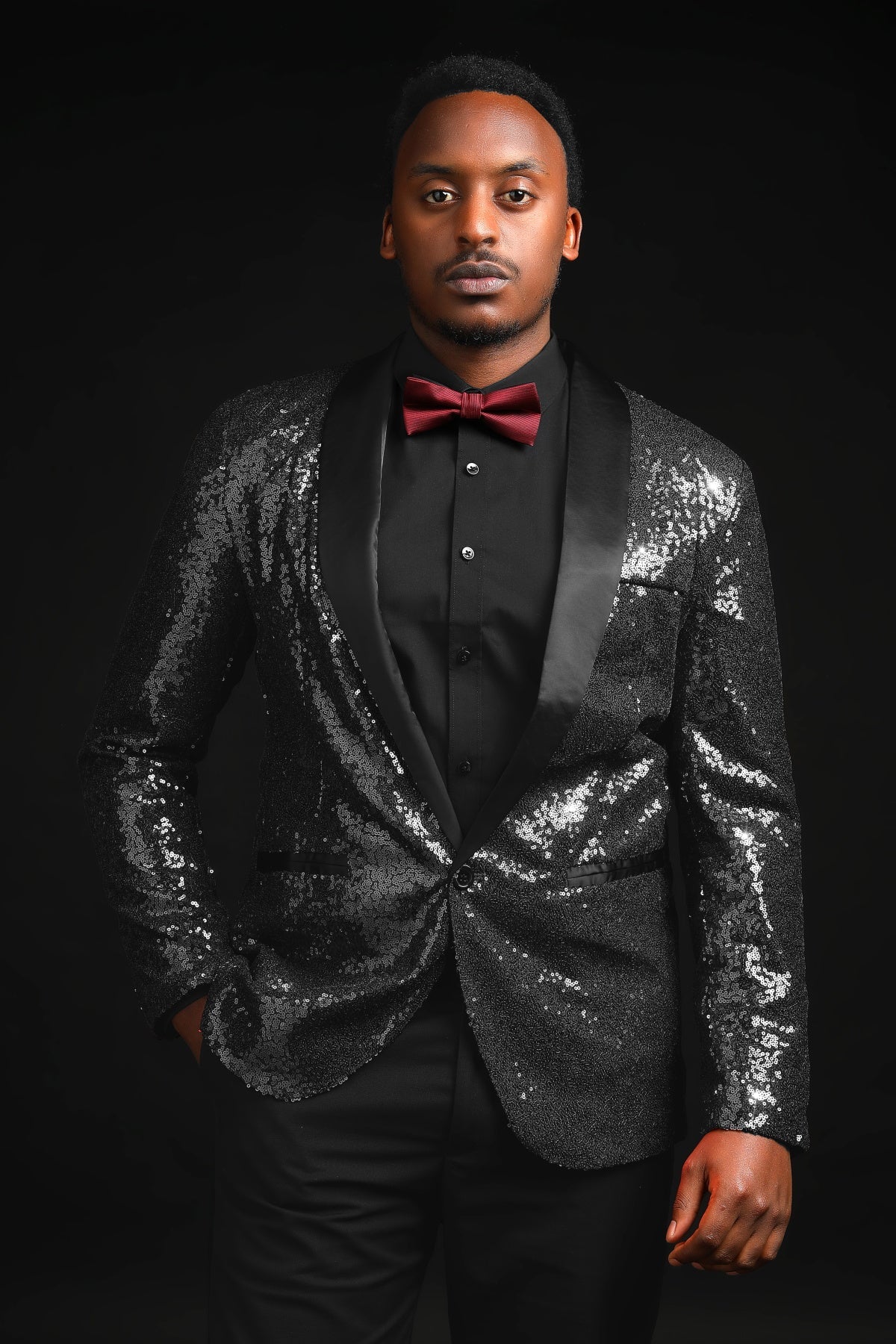 YFFUSHI Mens Shiny Sequin Wedding Suit Blazer