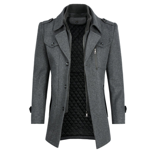 YFFUSHI Mens Wool Trench Coat Regular Fit Military Winter Thick Casual Peacoat