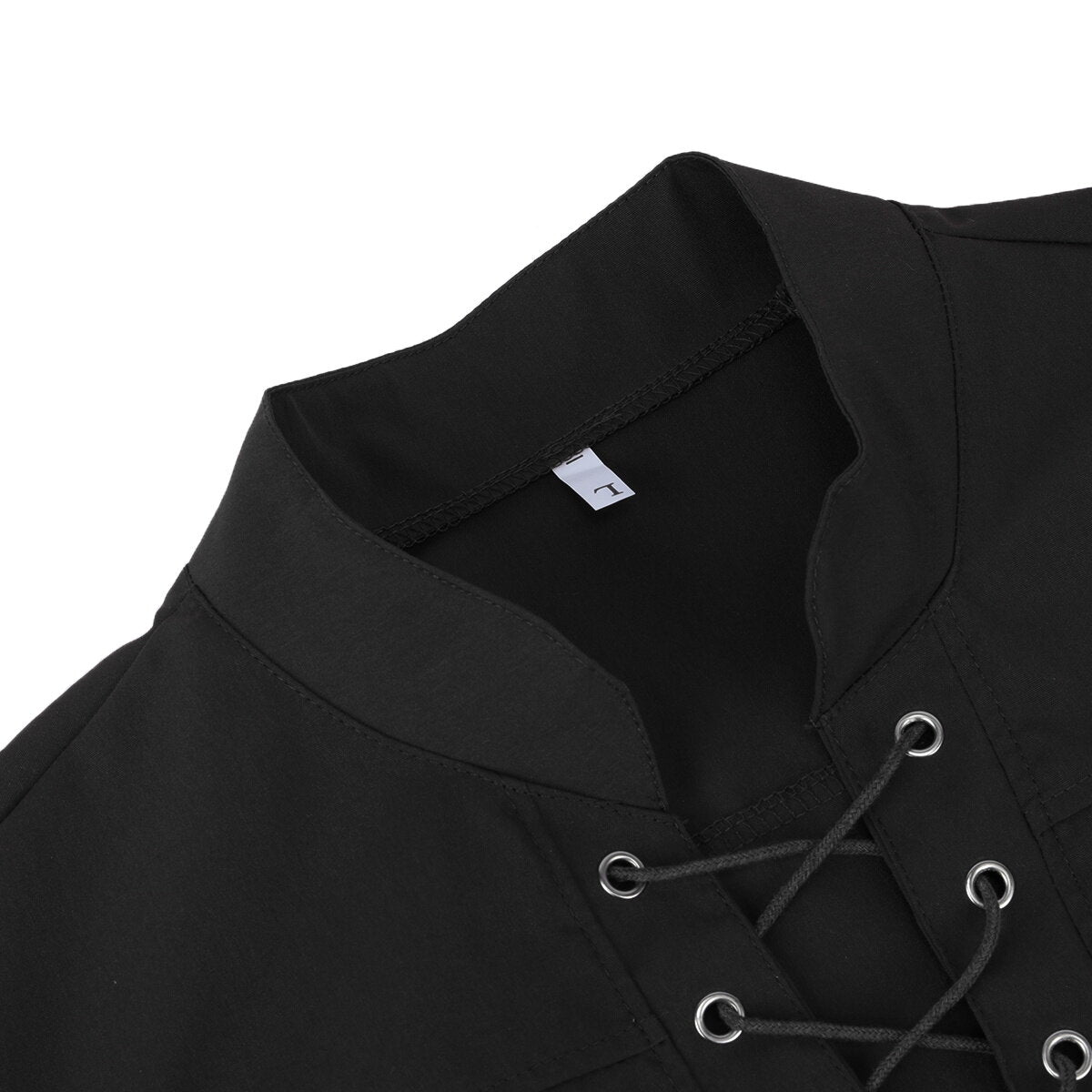 YFFUSHI Mens Casual Solid Color Pullover Shirt Stand Collar Tie Long Sleeves For Daily Outing