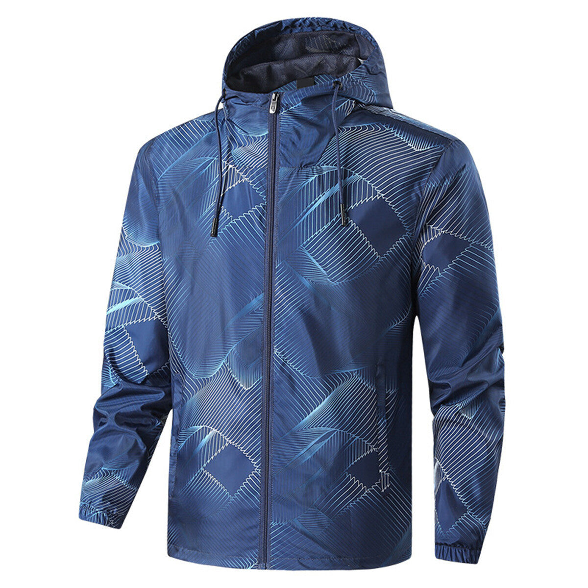 YFFUSHI Mens Printed Hooded Jacket Slim Fit Waterproof Breathable Outdoor Sports Jacket
