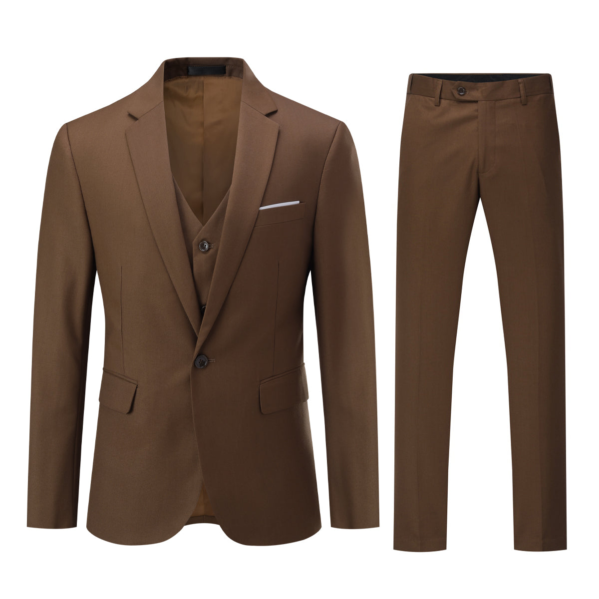 Cloudstyle Mens 3-Piece Suit Notched Lapel One Button Slim Fit Formal Jacket Vest Pants Set