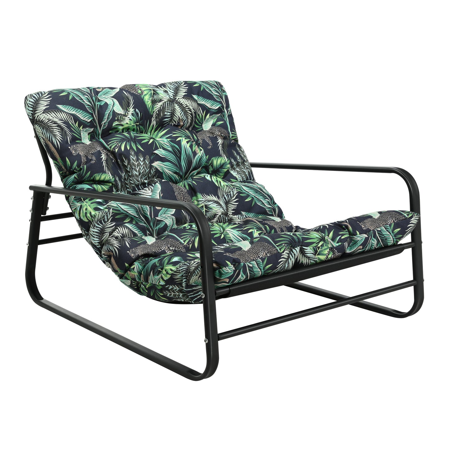 Cadeira de jardim HOMEMIYN (116,5 x 92 x 72cm - aço - verde e preto)