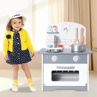 Cuisine multifonctionnelle pour enfants - ORYXEARTH - 40x24.5x50cm - Bois - Spatules et casseroles - Gris