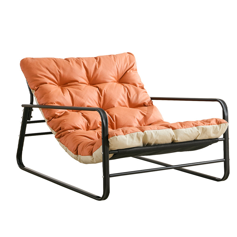 Fauteuil Salon Chaise Longue de Jardin avec Coussin Réversible Chaise rembourrée en Acier Chaise Longue de Loisirs Orange