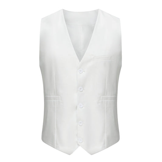 YOUTHUP Mens Business Slim Formal Vest Solid Color Breasted Suit Waistcoat