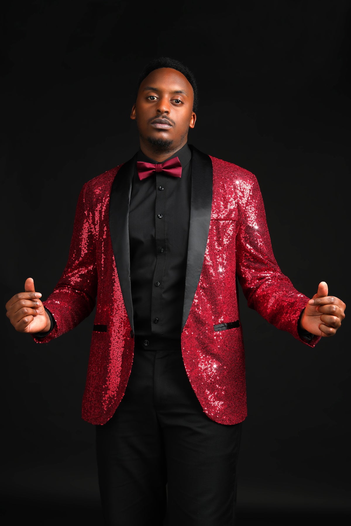 YOUTHUP Mens Shiny Sequin Wedding Suit Blazer